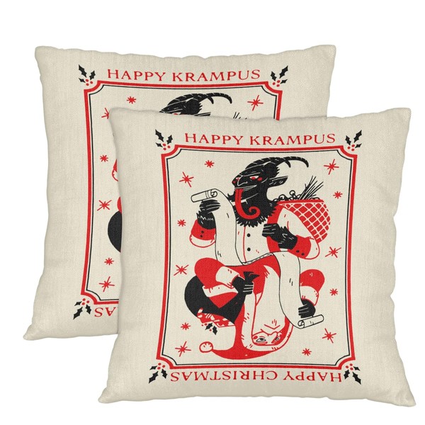 ADTASU Happy Krampus 18x18 Pillow Covers Set of 2, Linen
