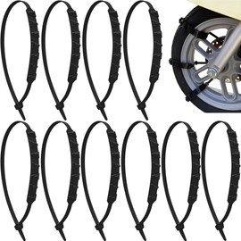 Motorcycle Tire Chains, Set of 10, Motorcycle Snow Chains, Snow Chains, Tire Chains, Non-Metal, Simple Chains, Easy Installation, Anti-Slip, Multi-Layer Knurled Pattern, Winter Essentials, Suitable