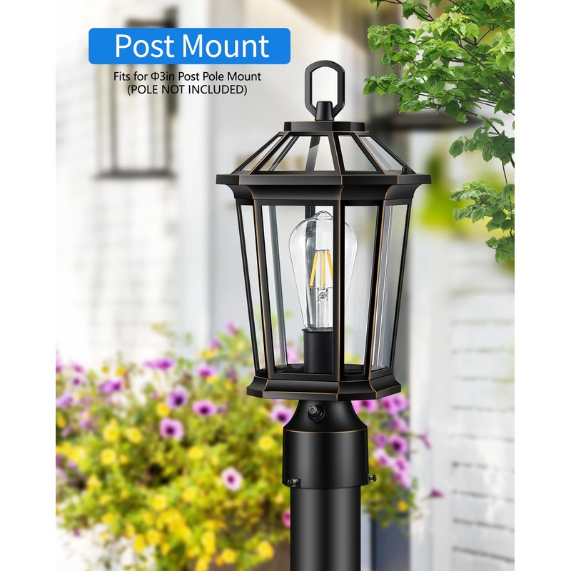 VIANIS Outdoor Post Lights Hardwired 120V, Dusk to Dawn Lamp
