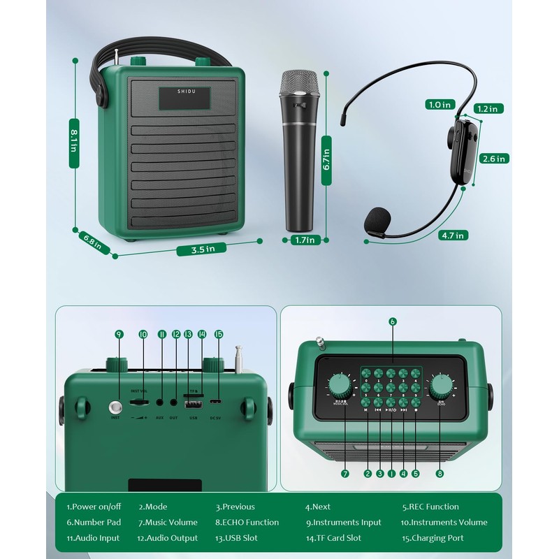 40W Powerful Wireless Voice Amplifier for Teachers, Bluetooth Speaker PA