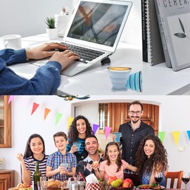 2 Pcs Collapsible Cups, Silicone Collapsible TravelCup, Expandable Folding Camping Drinking Cup with Lids Reusable Small Portable Mugs-Cup for Travel, Camping, Hiking,Outdoors (Light Blue&Sky Blue)