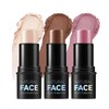 Pack of 3 Contour Highlighter Blush Sticks - Long Lasting