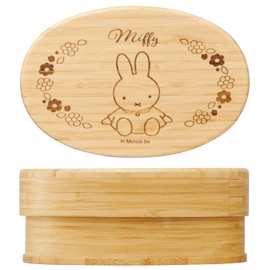 Skater BWLB6-A Bamboo Lunch Box, 23.6 fl oz (600 ml), Japanese Style Lunch Box, Oval Shaped, With Dividers, Lunch Belt Included, Miffy