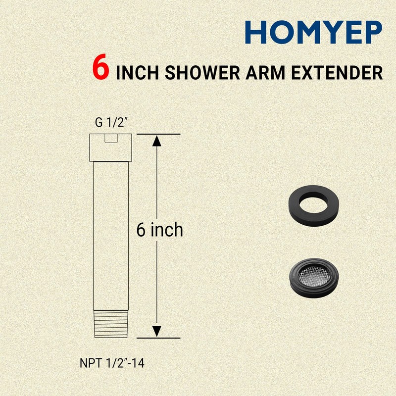 Shower Arm Extender 6 Inch Straight Extension Arm for Rainfall