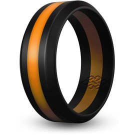 Knot Theory Orange Striped Silicone Ring for Men Women - 8mm Wedding Band Size 7