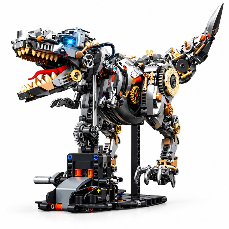 Mechanical T-Rex Dinosaur Building Blocks for DIY Model Building –