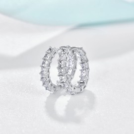 Hoop Earrings Women's Earrings 925 Sterling Silver Small Sleep Earrings Gold 18 Carat Round Circle Small Sleeper Huggie Earrings Valentine's Day Gifts, Sterling Silver