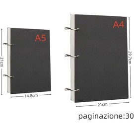 GYWHOOFT 2 x drawing notebook, sketchbook A4 + A5, drawing notebook, sketch pads, binding rings, Kafka cover, 35 pages, children, adults, professionals, 160 g/m² photo album, drawing