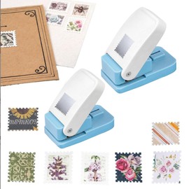 Yemax Craft Punch, Stamp Shape, Rectangular + Square, Set of 2, Stamp Style Hole Punch, Paper Craft, DIY Supplies, For Cards, Albums, Invitations, Photos, Planner Decoration, Easy Operation, For