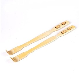 Jecdfs 2pcs Rückenkratzer mit Massagerollen Bambus,Rückenkratzer aus Bambus für Männer und Frauen, Holz Rückenkratzer,kratzhand rückenkratzer,Geschenk für Mama und Papa