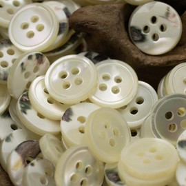 20 Pieces Natural White Mother of Pearl Buttons for Shirts Dresses Polo DIY Craft, Real Genuine White MOP Buttons for Women Men Shirts (Back Black, Diameter 10MM)