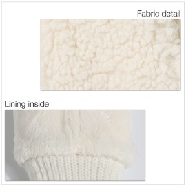 C.C Women’s Sherpa Beanie Hat and Mitten Set – Soft Fuzzy Winter Warm Knit Cold Weather Accessories (Ivory-Mitten)