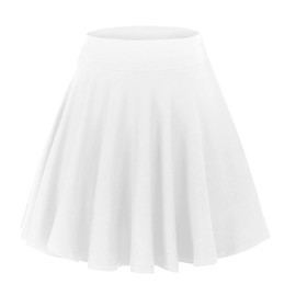 Urban CoCo Women's Mini Skater Flared Skirt Printed and Solid Tennis Skirt (M, White)