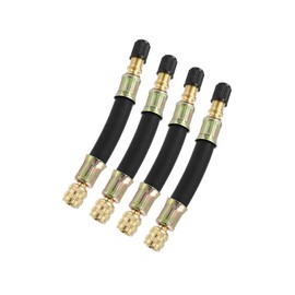 Partuto 4pcs Tire Valve Extension Stem Adaptor Tool Flexible Dual Valve Stem Extender Pipes 10cm / 3.9" for Car Truck Bike Trailer RV Portable Air Compressor Replacement