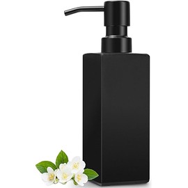 GMISUN Black Soap Dispenser Bathroom, Glass Hand Soap Dispenser with Stainless Steel Pump, 12 fl oz/350ml Refillable Dish Dispensers for Kitchen, Modern Liquid Lotion Bottles for Bathroom Countertop
