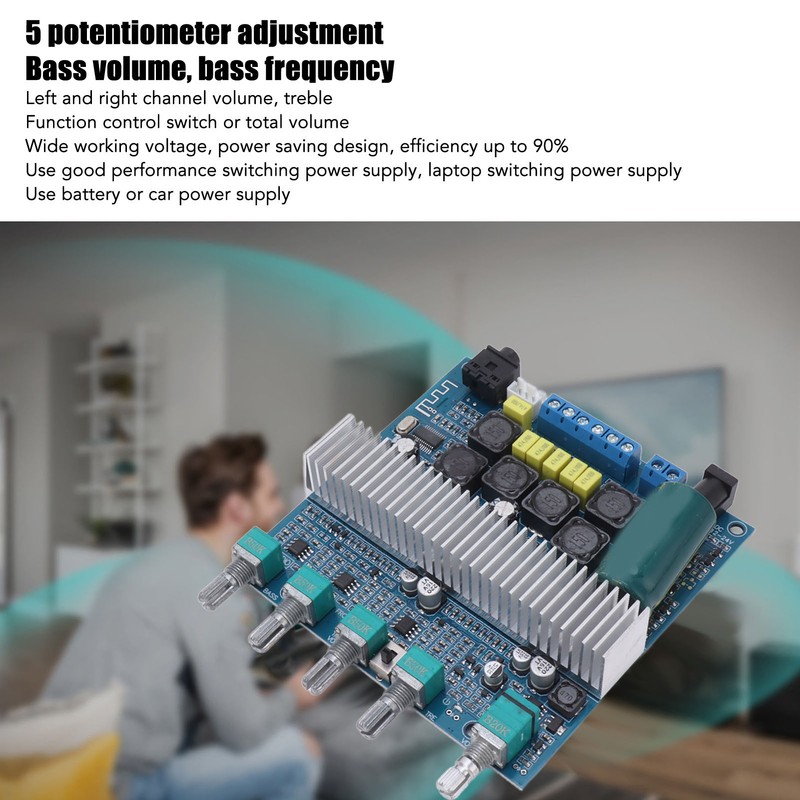 Subwoofer Amplifier Board High Power Bluetooth Audio Amp DC12V‑24V 2.1