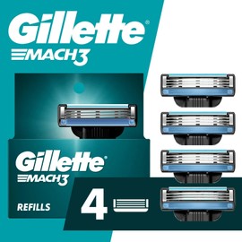 Gillette Mach3 Razor Blade Refill ,Manual Razor Men , 4 count