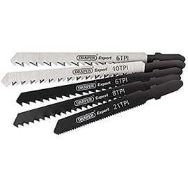 Draper 81734 Expert 5 Piece Assorted Jigsaw Blade Set, 230 V, Black and Silver