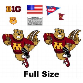 MINNESOTA GOPHERS Football Helmet Helmet Decal Full Size 8 mil