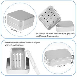 WINKIO Pack of 2 Aluminium Soap Boxes, 1 Shaving Soap Box for Men and 1 Soap Box for All Soaps, Soap Box Travel Set, Soap Box for Travel (Soap Box Travel, 7.9 x 7.9 cm + 9.6 x 6.8 cm)