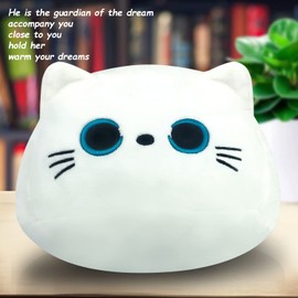 Kyduu Plush Toy Cat, Cat Plush Toy, Stuffed Toy Kawaii Cat, White Cats Plush Toy, Plush Cushion Toy, Cuddly Toy, Stuffed Animal, Weighted Plushie, Squishmallow Cat, Cat Plush (400 g)