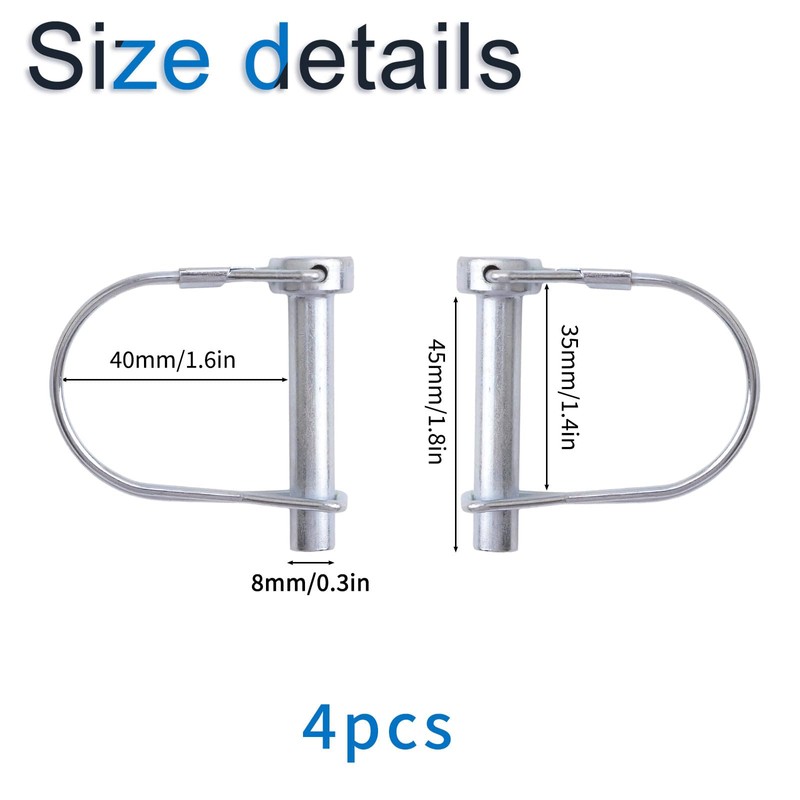 INCREWAY 4Pcs Wire Lock Pin, Carbon Steel Shaft Locking Pin,