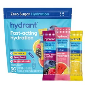 HYDRANT Hydrate Zero Sugar, Individual Hydration Electrolyte Powder Stick Packets with Zero Sugar and Electrolytes for Rapid Hydration (Variety Pack, 30 Count)
