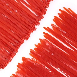 Strong 12 Inch 100 Pieces Red Color Zip Ties, Durable 50 LBS Festival Decoration Fastening Cable Ties, Handheld Easy to Use Electric Cord Management Wire Cable Ties, Outdoor