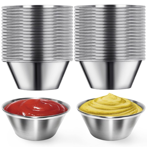 Artcome 36 Pack Stainless Steel Condiment Sauce Cups Great for