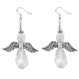 Angel Earrings with Clear Crystal Beads and Sterling Silver Earwires