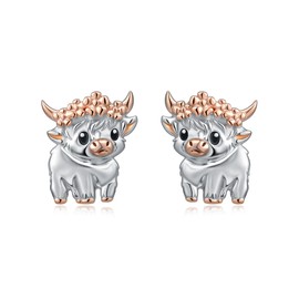925 Sterling Silver Highland Cow Stud Earrings Hypoallergenic Jewelry Gifts for Women