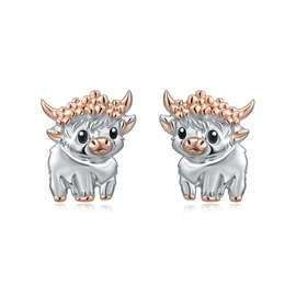 925 Sterling Silver Highland Cow Stud Earrings Hypoallergenic Jewelry Gifts for Women