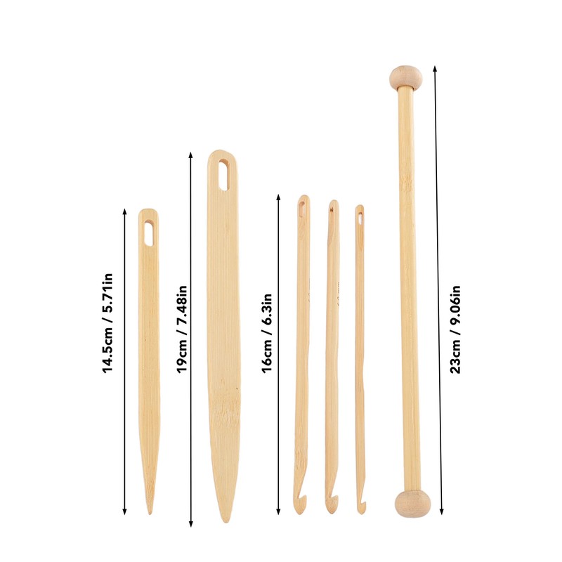 6Pcs Wood Hand Loom Stick Set Wood Weaving Crochet Needle