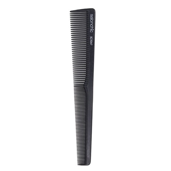 Scalpmaster Peine cónico de corte de barbero de carbono, resistente al calor, fino y ancho, color negro, 1 unidad