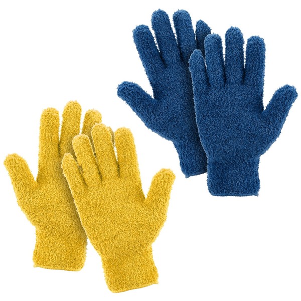 2 Pairs Microfiber Dusting Gloves Flexible and Convenient No Shedding Dust Cleaning Glove, Wipes for Blinds, Lamps, Car, Furniture, and Hard-to-Reach Corner Gaps