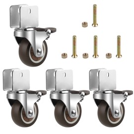 CPROSP 4 Castors for Furniture, U-Type Holder, Furniture Castors, Diameter 50 mm, U Shape Holder Furniture Castors, Swivel Castors with Brake, Rubber Wheels for Furniture, Plate Opening 20 mm