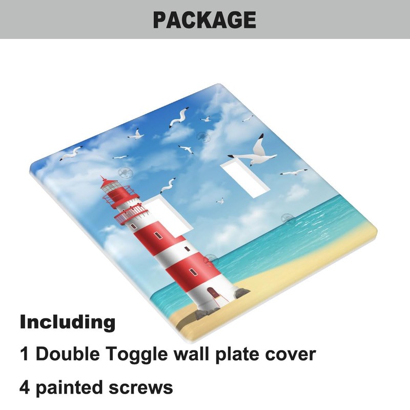 Pznen Lighthouse Double Toggle Covers Beach Seagull Blue Sunny Sky