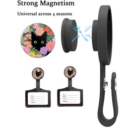 2 Pack Magnetic ID Name Badge Holder - Strong Magnetism Badge Holder for Nurse Doctor Teacher Office Worker to Keep Clothes Neat (Cat)