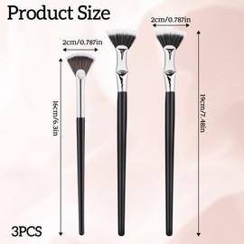 Pack of 3 Mascara Fan Brushes, Foldable Eyelash Brush with Angle, Curved Eyelash Brush, Eyelash Separator Tool, Fan Mascaras Application Brush, Mascara Applicator Tool for Natural Lift Effects