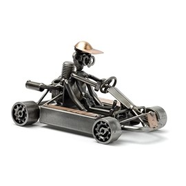 STEEMO Screw Man Kart Driver - Go-Kart Gift - Metal Art Decoration 16 x 13 x 10 cm