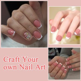 French False Nails - 240Pcs Square Press On Nails Short - 15 Size Acrylic Full Cover Artificial Fake Nails - Stick on Nail Art Manicure Decorations for Girls Women