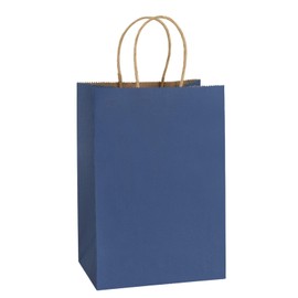 BagDream BagDream Kraft Paper Bags 25Pcs 5.25x3x8 Inches Small Paper Gift Bags Shopping Bags, Kraft Bags, Party Bags, Navy Blue Paper Bags with Handles