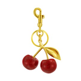 Lavie&Camus Cherry Bag Charm, Purse Charms Keychain with Key Ring and Clip, Glitter Charms Accessory for Women, Girls