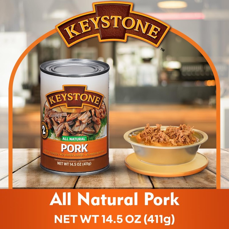 Keystone Meats All Natural Heat and Serve Canned Pork, 14.5
