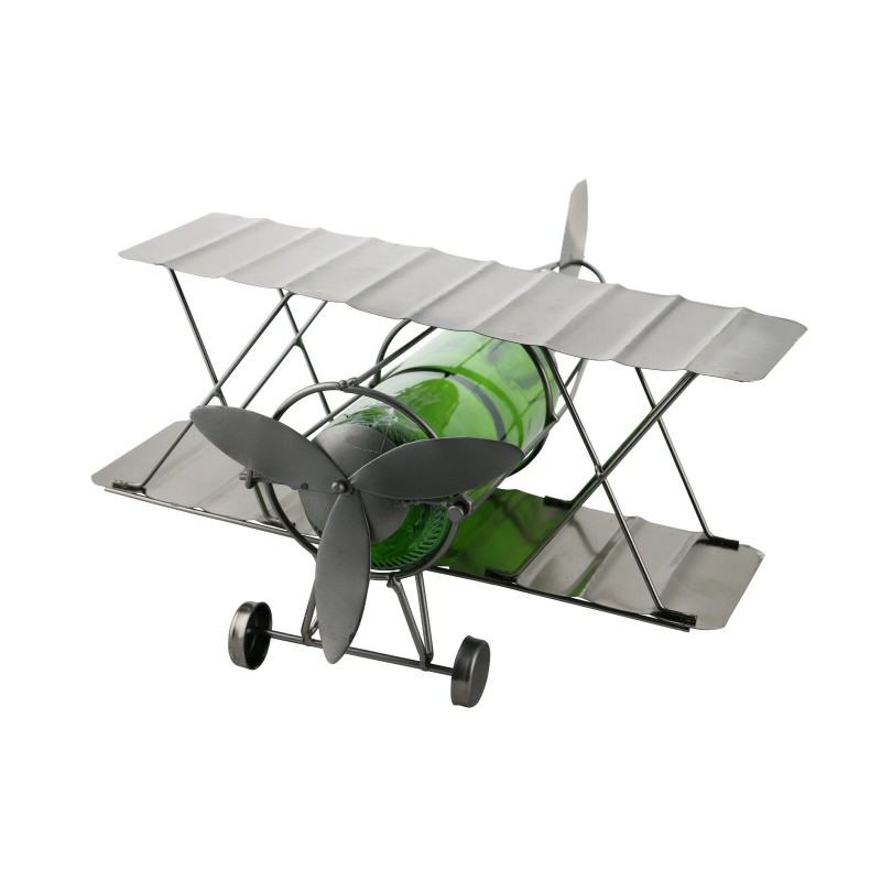 Wine Bodies Red Barron Biplane Airplane Metal Wine Bottle Holder