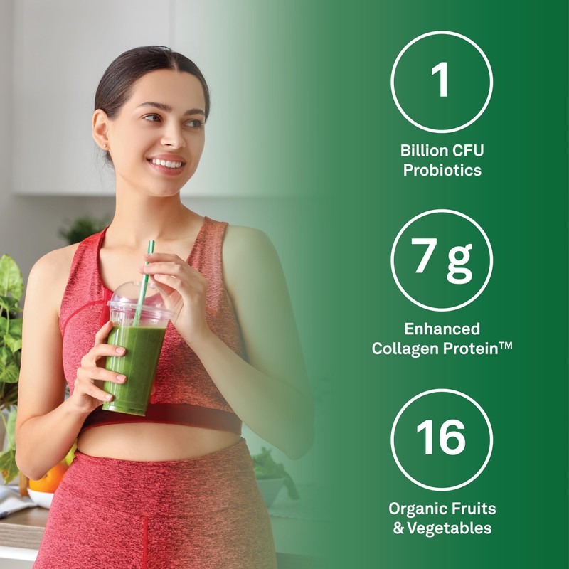 Organika Enhanced Collagen Protein Power Greens - with 16 organic