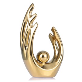 LCCCK - Decoración moderna dorada de 12 pulgadas para decoración del hogar, decoración de cerámica, estatua de arte dorado, centro de mesa, decoración de mediados de siglo, estética abstracta moderna,