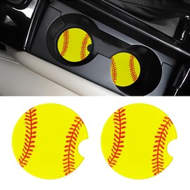 Softball Car Coasters for Cup Holders for Women Men Sport Gift for Softball Lover Gifts for Boyfriend Girlfriend Birthday Gifts for Boys Girls Sport Related Car Cup Holder