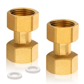 Pack of 2 Brass Movable Screw Connection 1 Inch Female Thread, 1 Inch Female x 1 Inch Female Brass Screw Connection Passage, DN25, with Seal, for Water Installations and Central Heating Systems