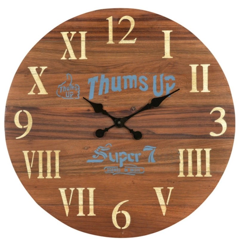 HomeRoots 24" Brown Solid Wood Silent Analog Round Wall Clock